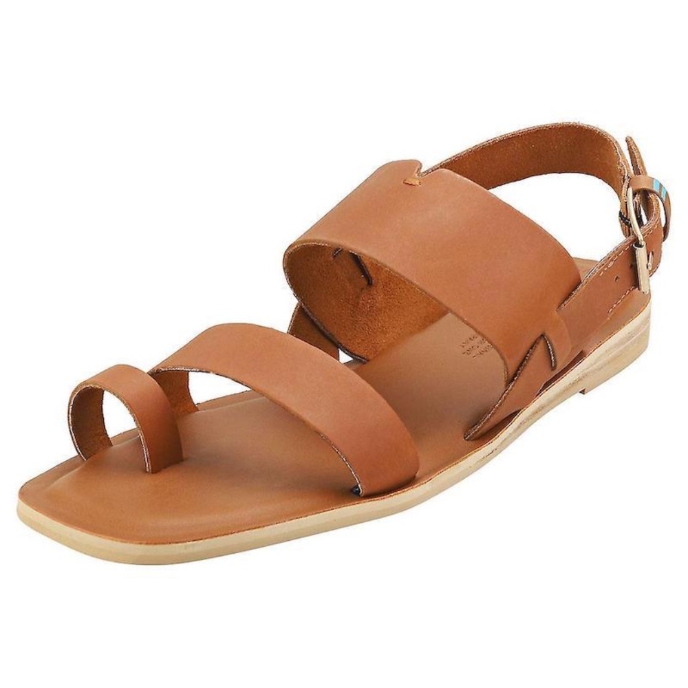 NEW: Toms Freya Tan Leather Sandals 10015132 SZ 6.5